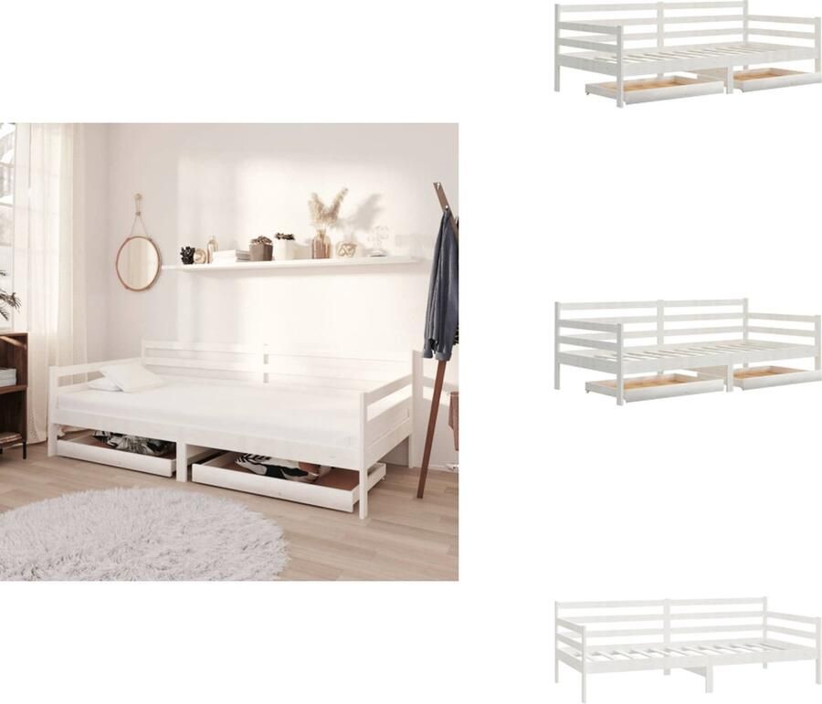 VidaXL Bedbank Bedbanken Bed Bank Bed Banken Slaapbank met lades massief grenenhout wit 90x200 cm