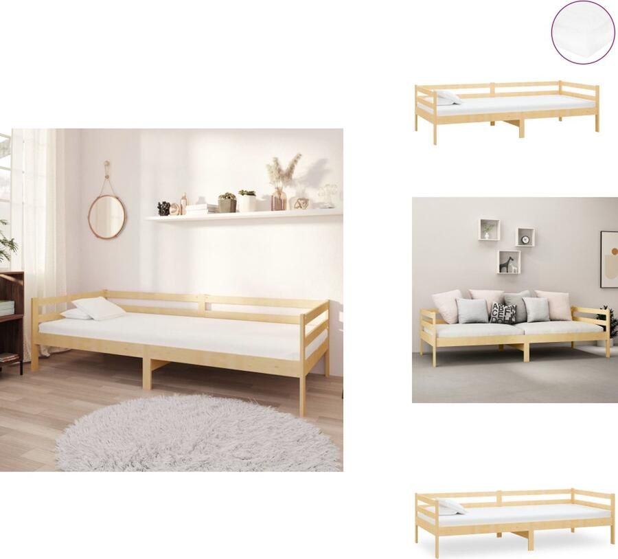 VidaXL Slaapbank Houten Slaapbank 204 x 98 x 57 cm Massief grenenhout 90 x 200 x 20 cm matras 240 veren per m² Bed