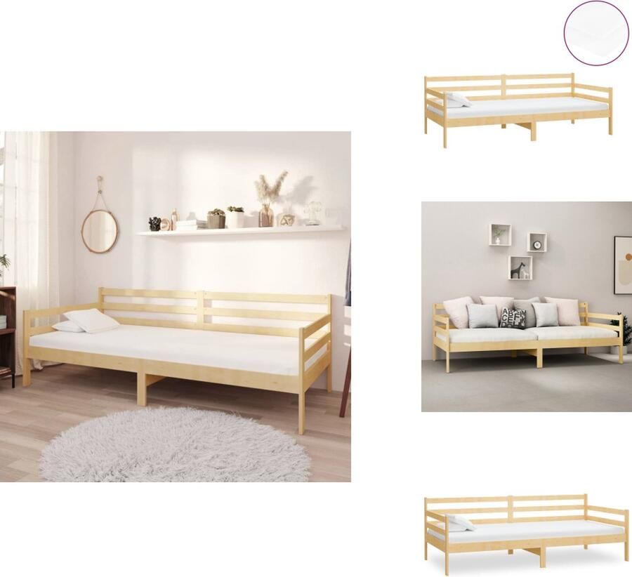 VidaXL Slaapbank Hout 204 x 98 x 70 cm 90 x 200 x 10 cm matras Wit Massief grenenhout Montage vereist Met H2 H3 hardheid Bed