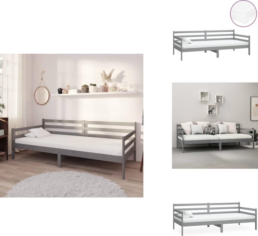 VidaXL Bedbank Bedbanken Bed Bank Bed Banken Slaapbank met matras massief grenenhout grijs 90x200 cm