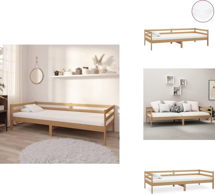 VidaXL Bedbank Bedbanken Bed Bank Bed Banken Slaapbank met matras massief grenenhout honingbruin 90x200 cm