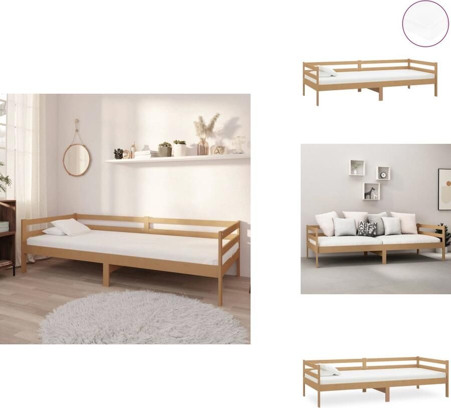 VidaXL Bedbank Bedbanken Bed Bank Bed Banken Slaapbank met matras massief grenenhout honingbruin 90x200 cm