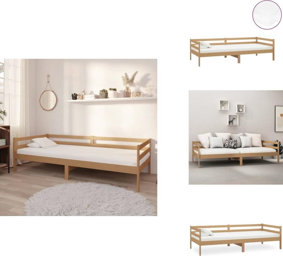 VidaXL Bedbank Bedbanken Bed Bank Bed Banken Slaapbank met matras massief grenenhout honingbruin 90x200 cm