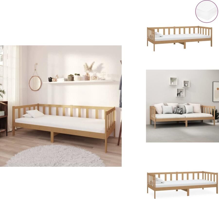 VidaXL Bedbank Bedbanken Bed Bank Bed Banken Slaapbank met matras massief grenenhout honingbruin 90x200 cm