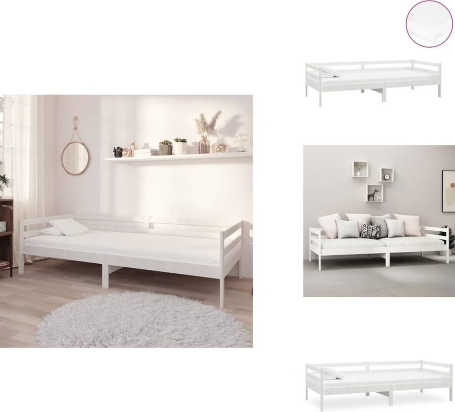 VidaXL Bedbank Bedbanken Bed Bank Bed Banken Slaapbank met matras massief grenenhout wit 90x200 cm