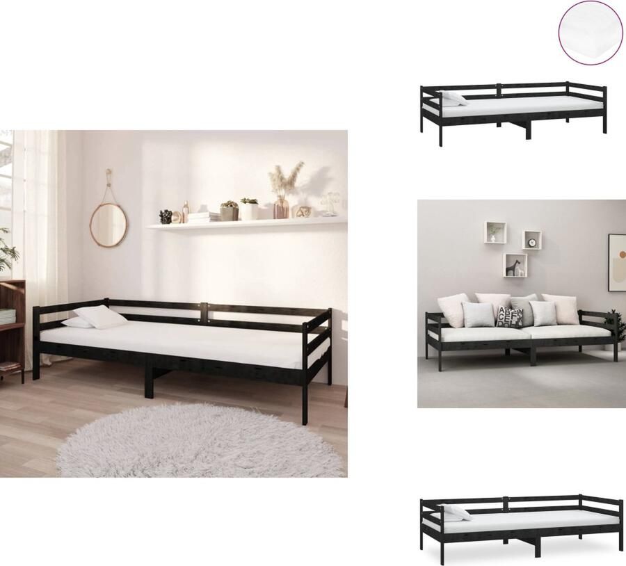 VidaXL Bedbank Bedbanken Bed Bank Bed Banken Slaapbank met matras massief grenenhout zwart 90x200 cm