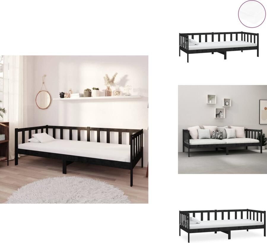 VidaXL Bedbank Bedbanken Bed Bank Bed Banken Slaapbank met matras massief grenenhout zwart 90x200 cm