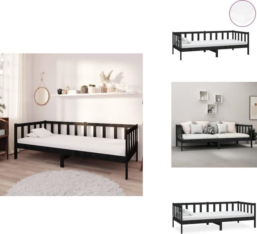 VidaXL Bedbank Bedbanken Bed Bank Bed Banken Slaapbank met matras massief grenenhout zwart 90x200 cm