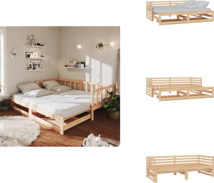 VidaXL Bedbank Bedbanken Bed Bank Bed Banken Slaapbank uitschuifbaar massief grenenhout 2x(90x200) cm