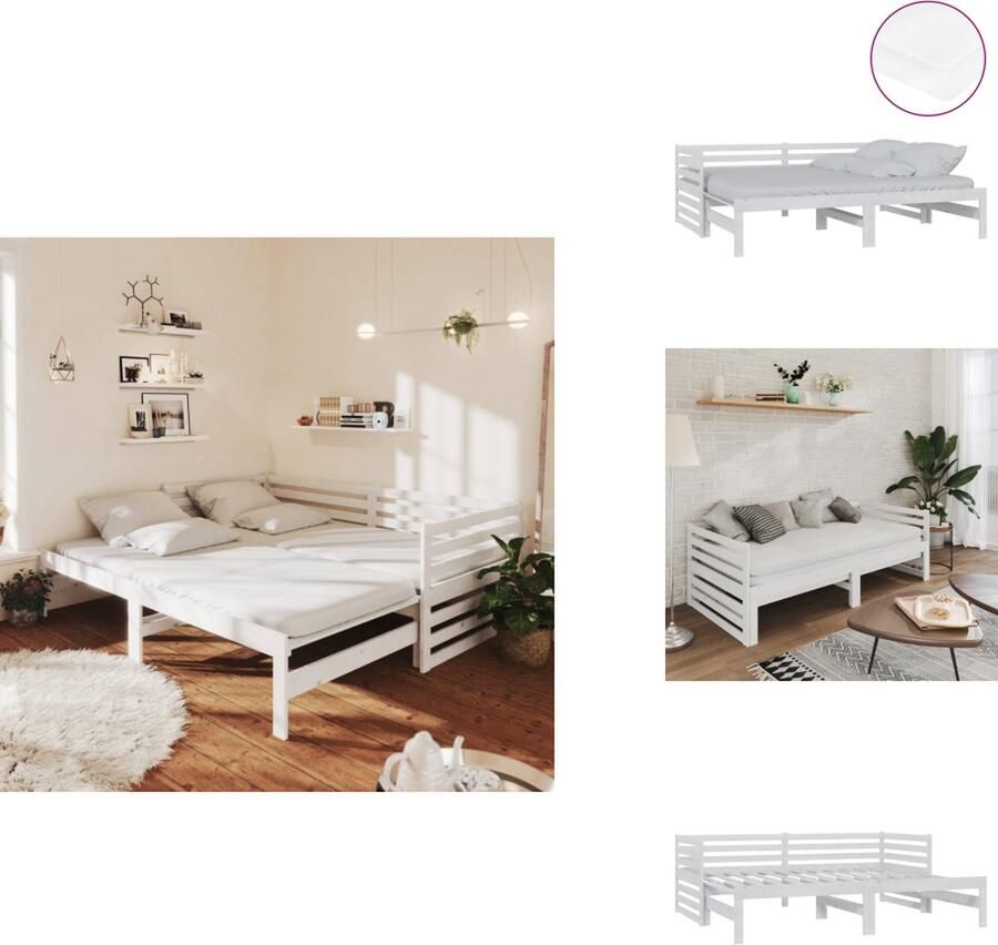 VidaXL Bedbank Bedbanken Bed Bank Bed Banken Slaapbank uitschuifbaar massief grenenhout wit 2x(90x200) cm