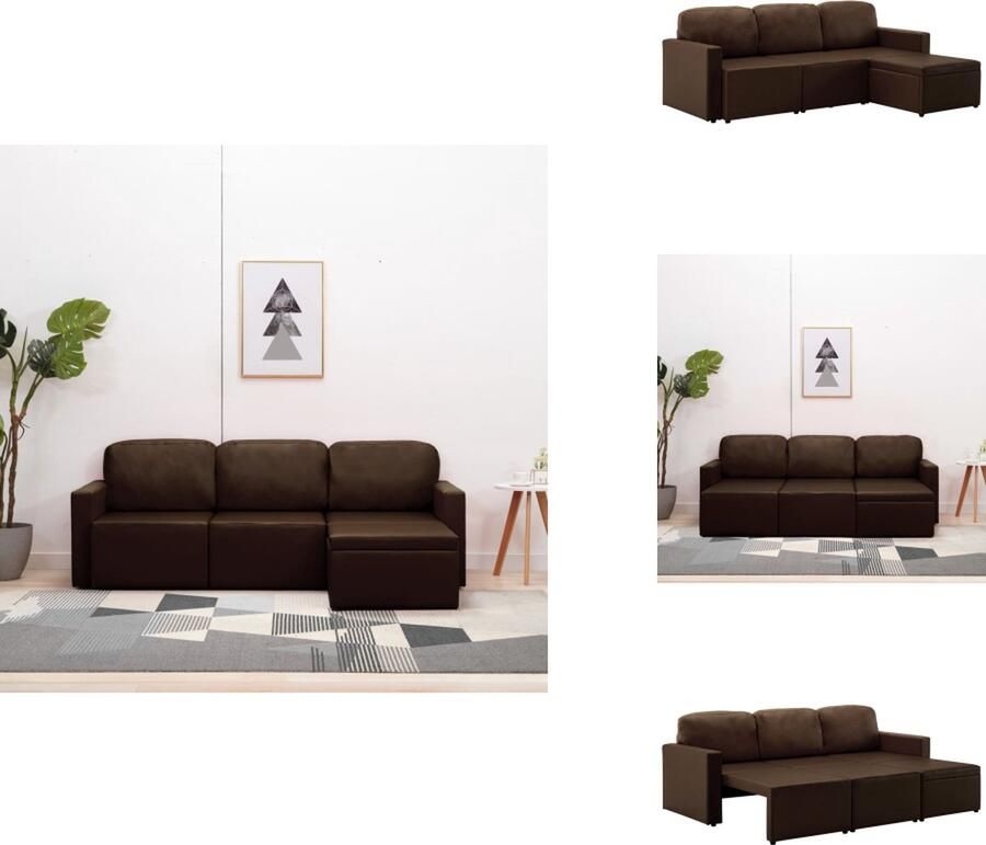 VidaXL Bedbank Bedbanken Slaapbank Slaapbanken Slaapbank driezits modulair kunstleer bruin