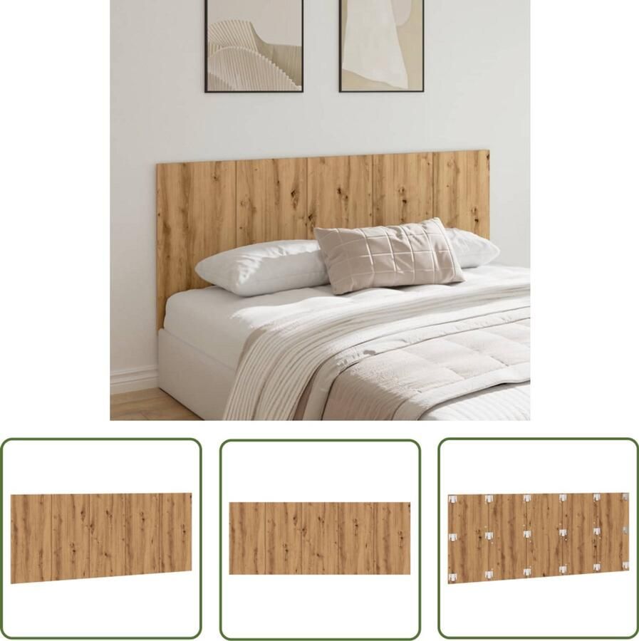 The Living Store Hoofdeinde 200x1 5x80 cm bewerkt hout artisanaal eikenkleur Hoofdeinde Bedbank Slaapkamerdecoratie Kunststof Hoofdeinde Houten Hoofdeinde