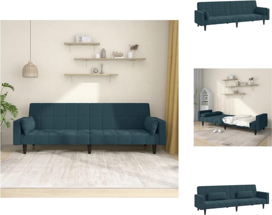 VidaXL Bedbank Luxe Blauw Fluweel 220x84.5x69cm Slaapbank met Houten Frame Bank