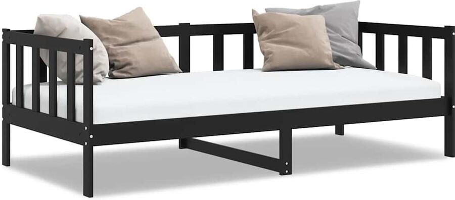 VidaXL -Bedbank-massief-grenenhout-zwart-90x200-cm - Foto 3