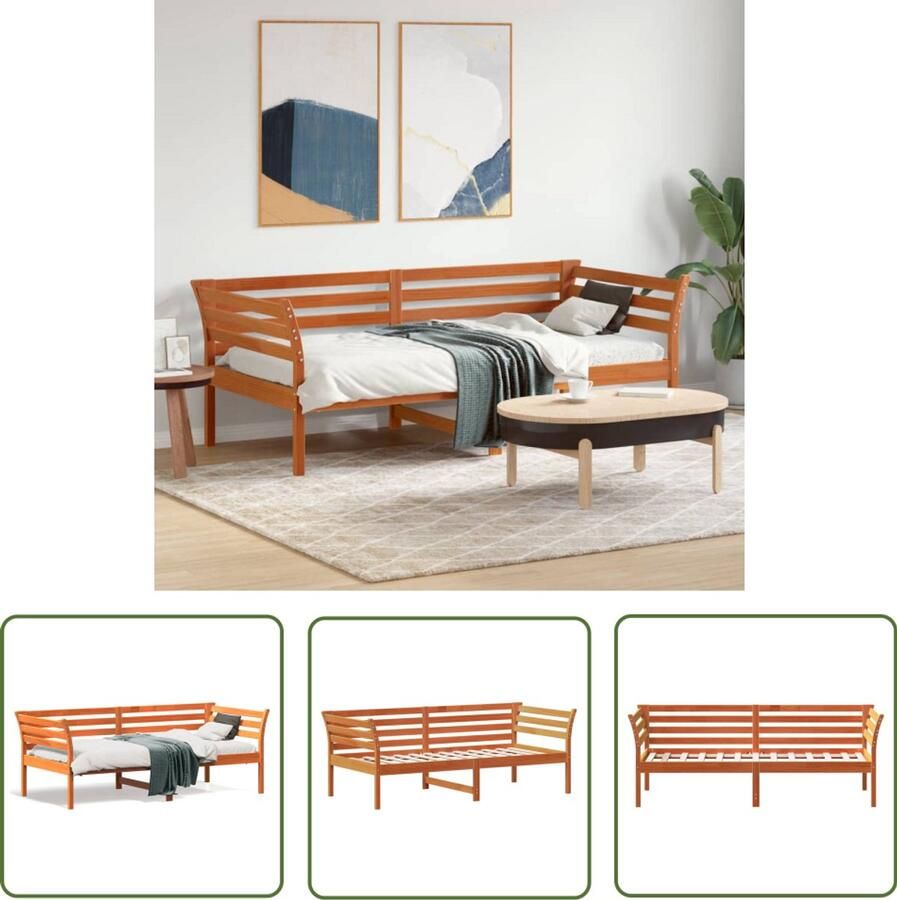 VidaXL Bedbank Slaapbank Bedbank zonder matras wasbruin 75x190 cm massief grenenhout Bruine Bedbank Houten Bedbank Grenenhouten Bedbank