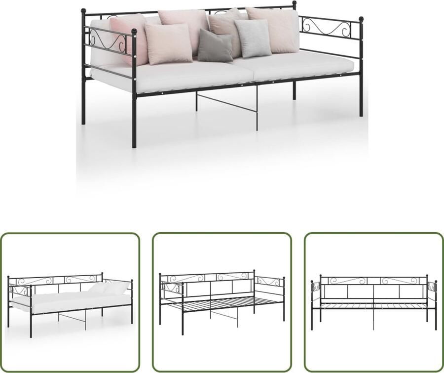 The Living Store Slaapbankframe metaal zwart 90x200 cm Bedbankframe Bedbankframes Slaapbankframe Slaapbankframes Bedframe Bedframes Ledikant Ledikanten Logeerbed Logeerbedden Bedbank