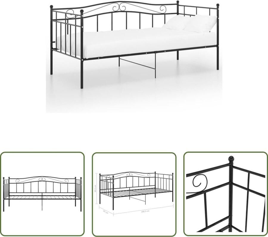 The Living Store Slaapbankframe metaal zwart 90x200 cm Bedbankframe Bedbankframes Slaapbankframe Slaapbankframes Bedframe Bedframes Ledikant Ledikanten Logeerbed Logeerbedden Bedbank - Foto 2