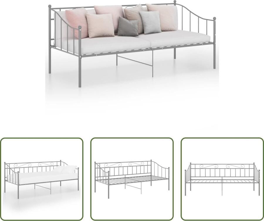 The Living Store Slaapbankframe metaal grijs 90x200 cm Bedbankframe Bedbankframes Slaapbankframe Slaapbankframes Bedframe Bedframes Ledikant Ledikanten Logeerbed Logeerbedden Bedbank