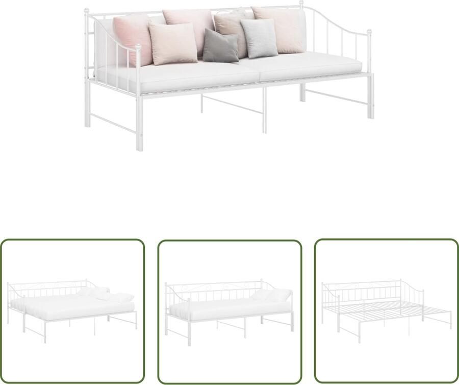The Living Store Het ideale voor mensen met beperkte leefruimte- Bedbank Wit 206.5 x 185 x 89.5 cm inklapbaar bed zijplank stevige metalen constructie Slaapbank Bedbank Logeerbed Klein Appartement Compact Meubilair