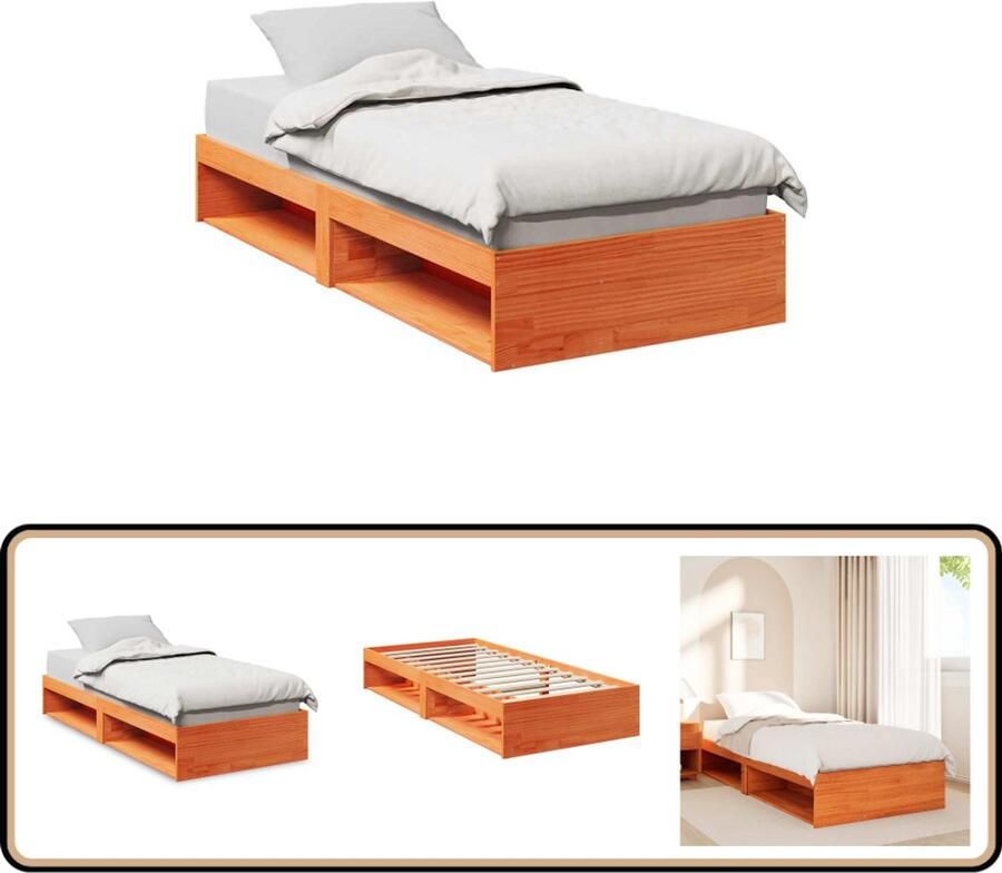 VidaXL Bedbank zonder matras wasbruin 100x200 cm massief grenenhout