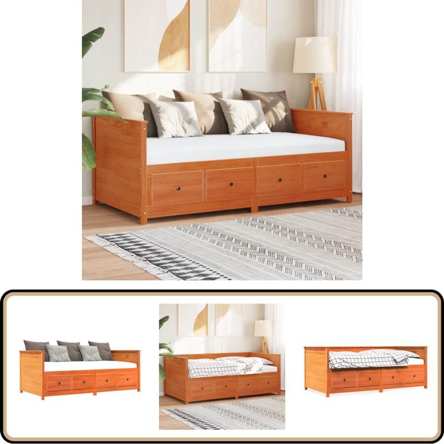 VidaXL Bedbank zonder matras wasbruin 100x200 cm massief grenenhout