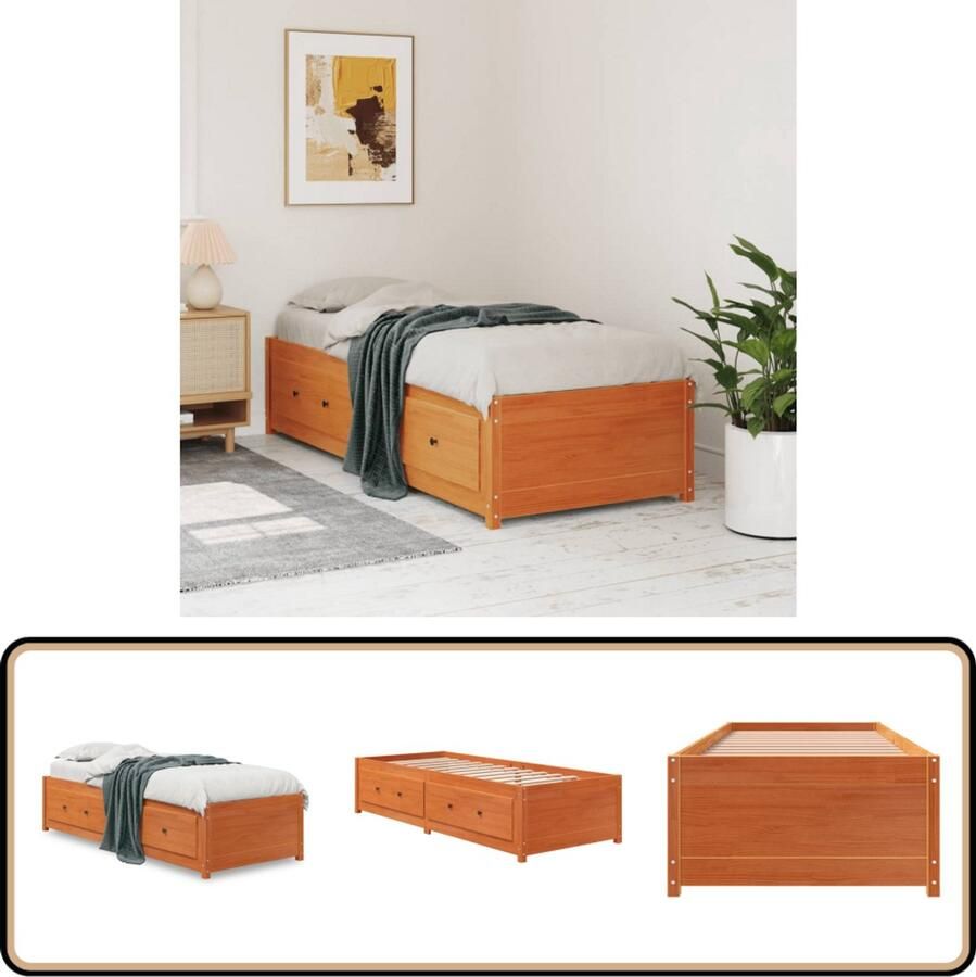 VidaXL Bedbank zonder matras wasbruin 75x190 cm massief grenenhout