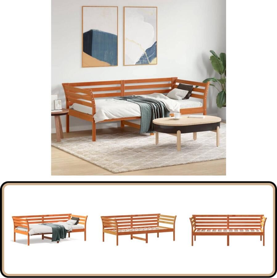 VidaXL Bedbank zonder matras wasbruin 75x190 cm massief grenenhout - Foto 2