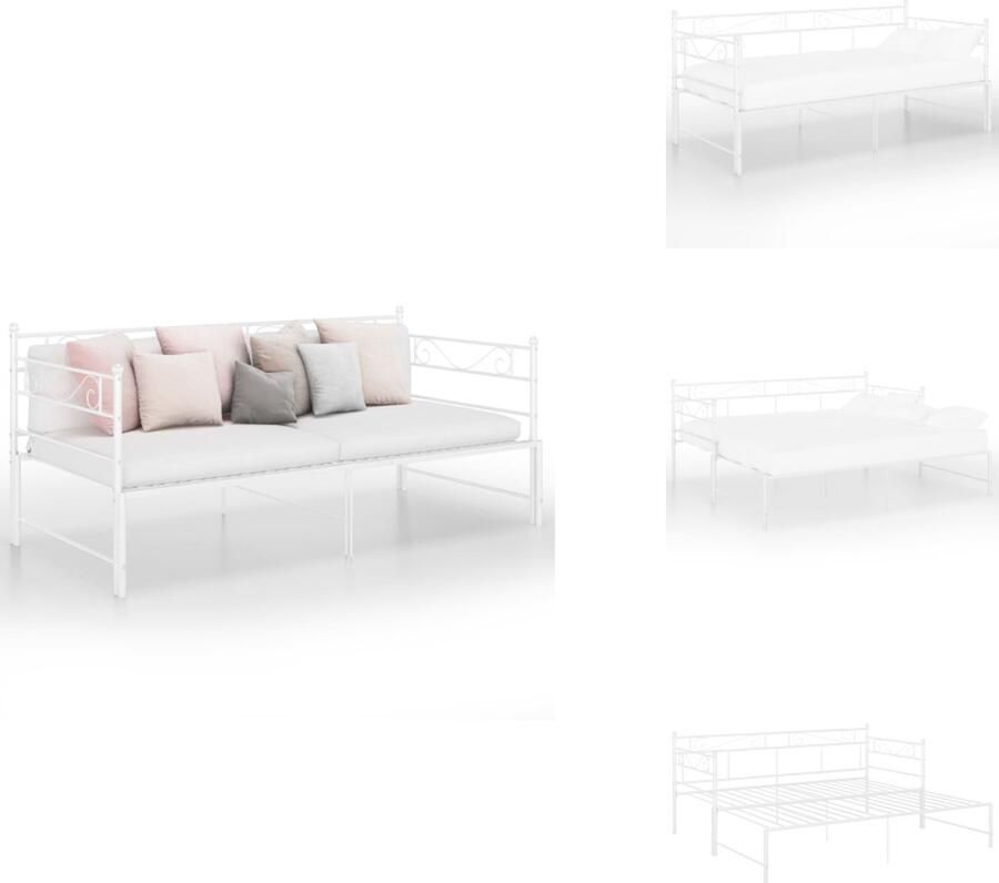 VidaXL Het ideale voor mensen met beperkte leefruimte- Bedbank Wit 206.5 x 185 x 89.5 cm inklapbaar bed zijplank stevige metalen constructie Bed
