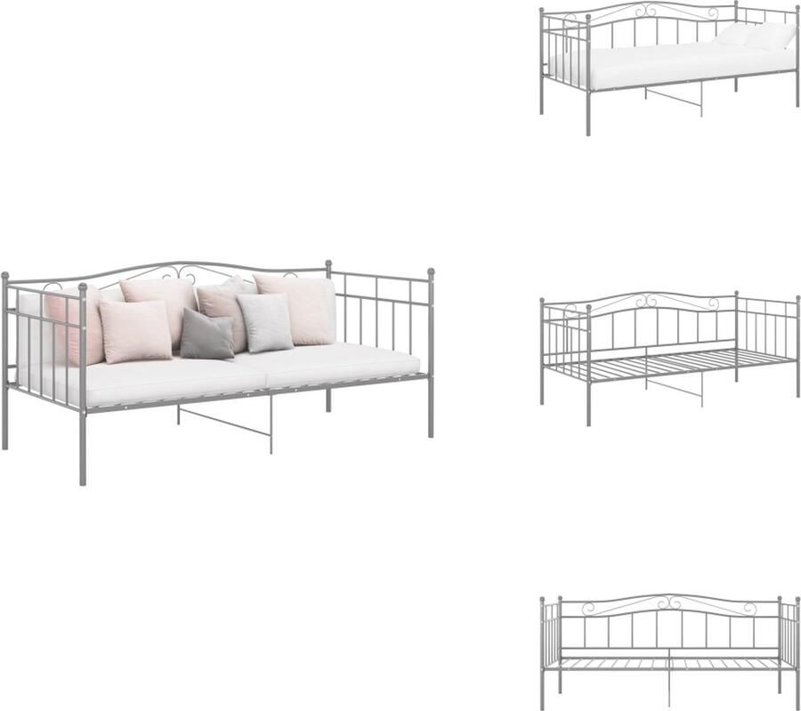 VidaXL Bedbank Trendy Logeerbed Afmetingen- 206.5 x 95 x 89.5 cm Kleur- grijs Materiaal- gepoedercoat metaal Bed