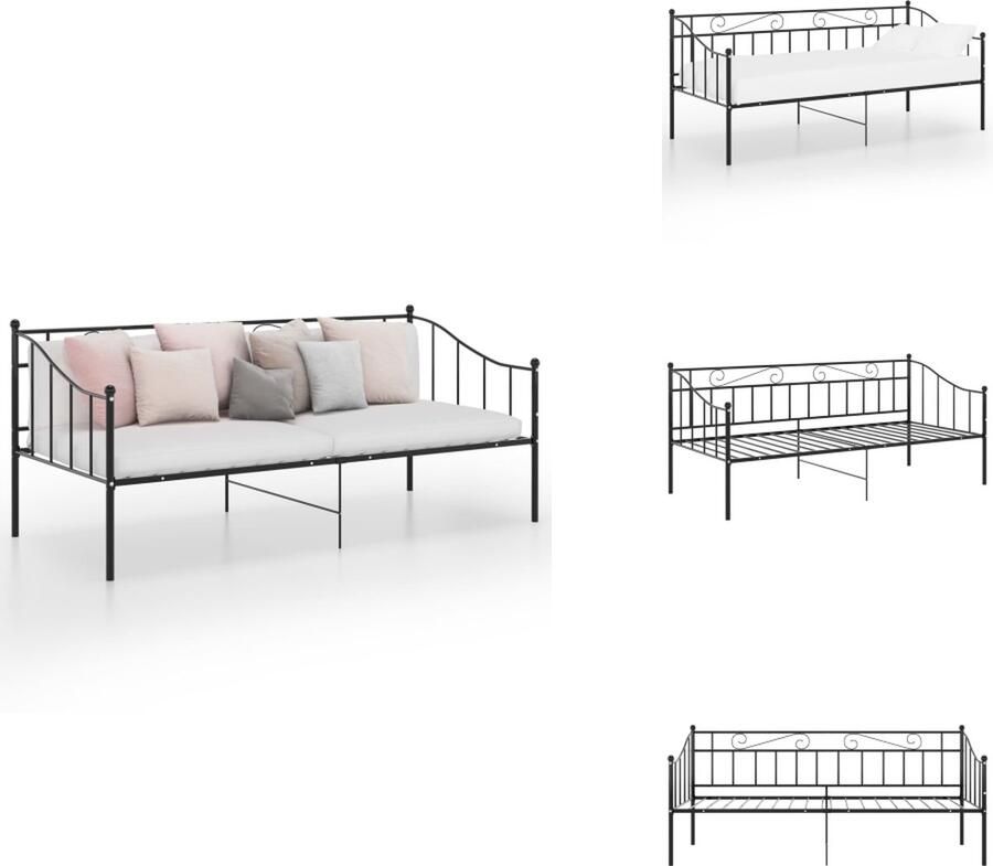 VidaXL Bedbankframe Bedbankframes Slaapbankframe Slaapbankframes Slaapbankframe metaal zwart 90x200 cm