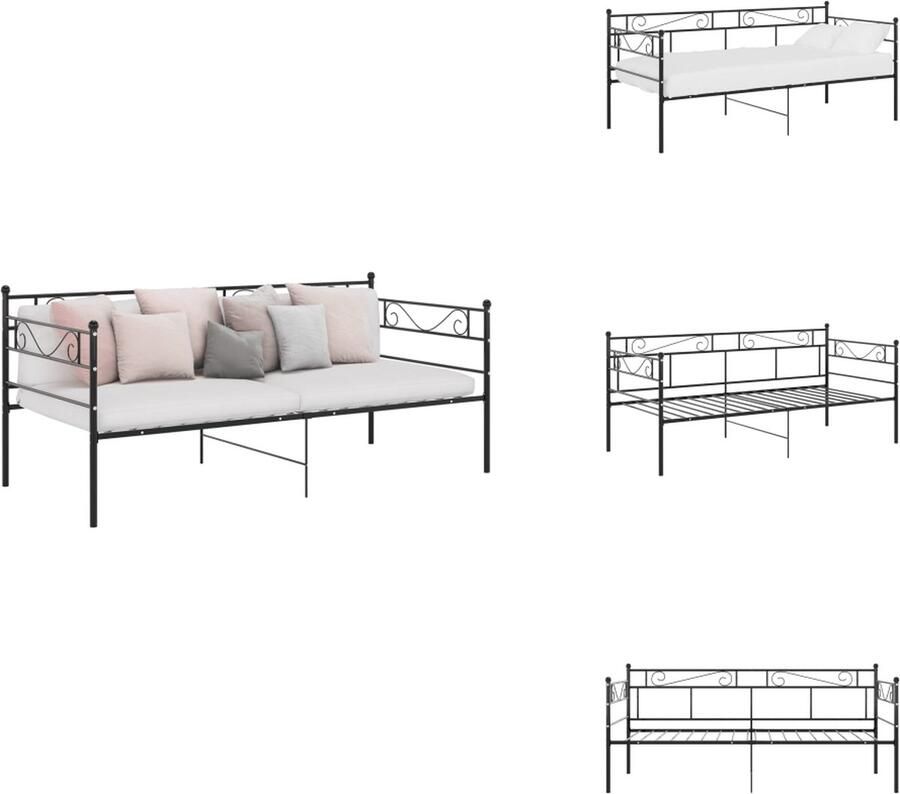 VidaXL Bedbankframe Bedbankframes Slaapbankframe Slaapbankframes Slaapbankframe metaal zwart 90x200 cm