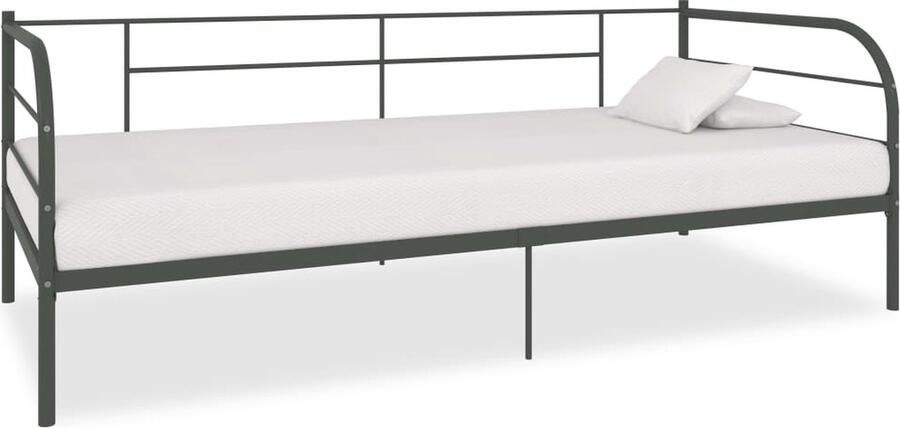 VidaXL Bedbankframe Metaal Grijs 90x200 cm Metalen Bedbank Slaapbank Bedbankframe Slaapruimte Guest Bed Compact Meubilair Multifunctioneel Meubel - Foto 2