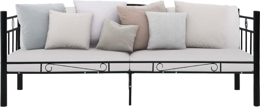 VidaXL Bedbankframe metaal zwart 90x200 cm Metalen Bedbank Slaapkamer Meubilair Zwarte Bedbank Slaapbanken Tweepersoons Bedbank Stapelbare Bedbank - Foto 2