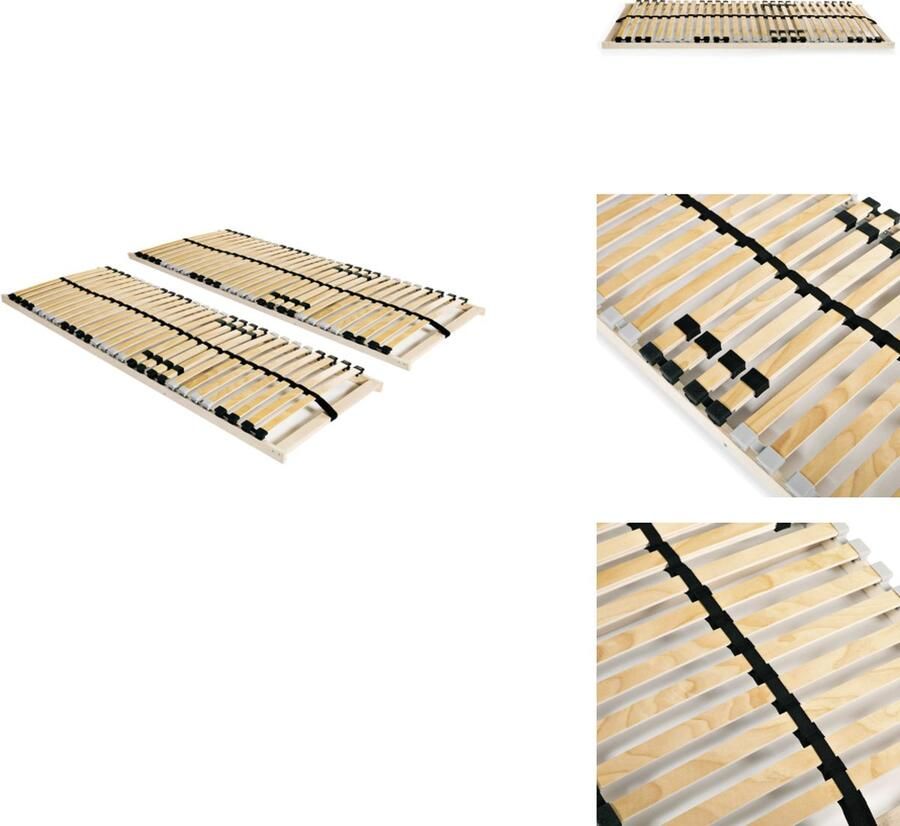 VidaXL Lattenbodem Massief beukenhouten frame Berkenhouten latten 195 x 70 x 9 cm Verstelbaar hoofdgedeelte 28 latten Bed