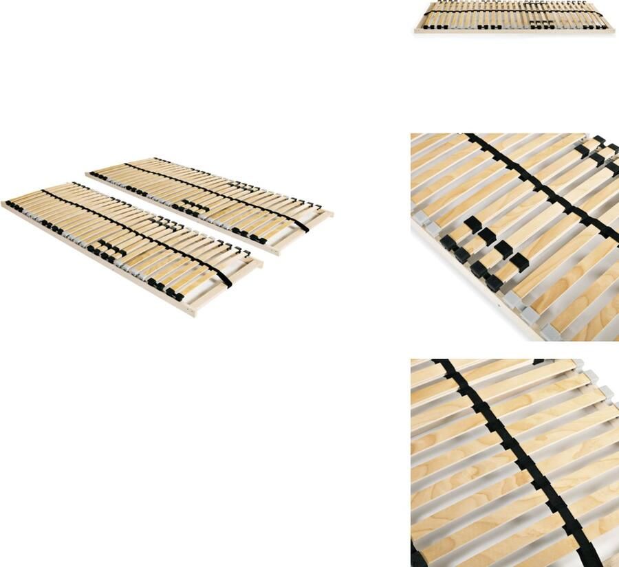 VidaXL Bedbodem Bedbodems Lattenbodem Lattenbodems 2 st met 28 latten 7 zones 80x200 cm