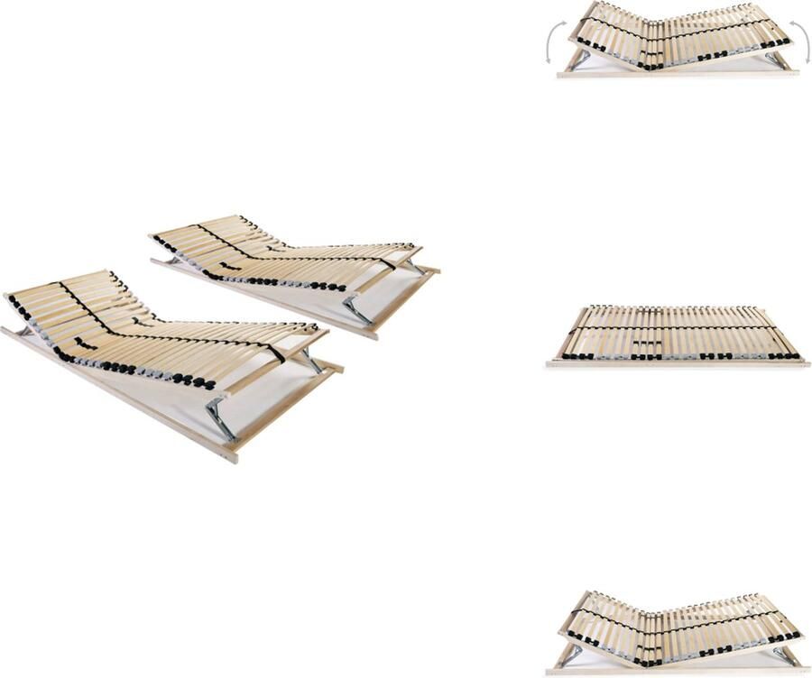 VidaXL Bedbodem Bedbodems Lattenbodem Lattenbodems 2 st met 28 latten 7 zones 80x200 cm - Foto 3
