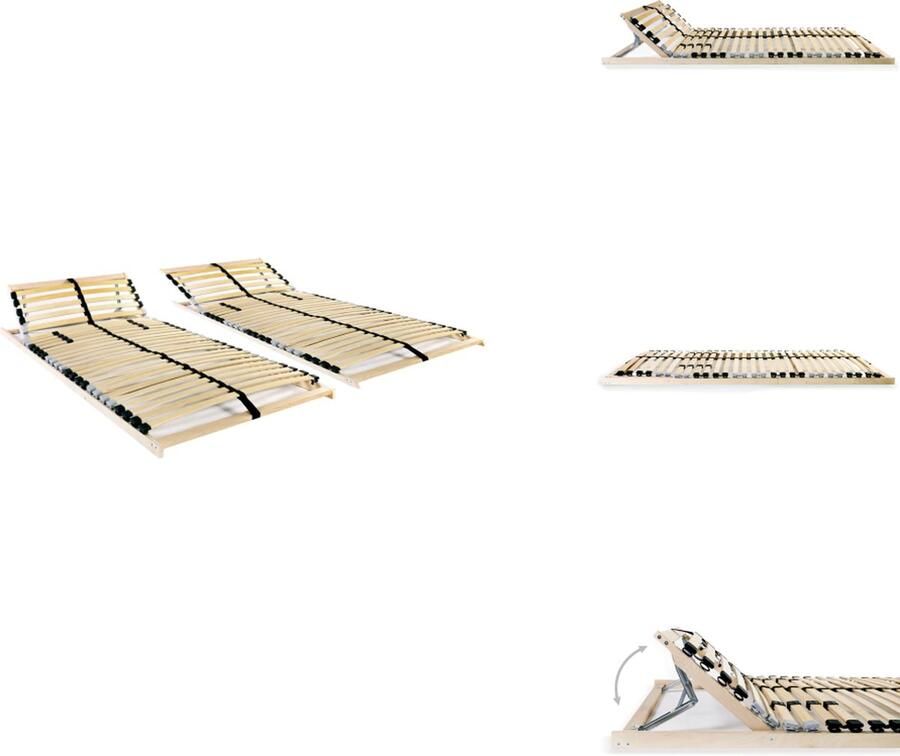 VidaXL Lattenbodem Comfort 195 x 90 x 9 cm Massief beukenhouten frame Berkenhouten latten 7 comfortzones 28 latten verstelbare stevigheid Bed