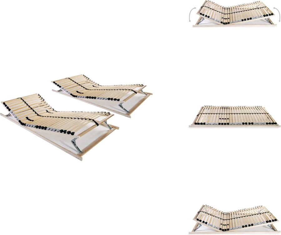 VidaXL Lattenbodem Comfort 195 x 90 x 9 cm Massief beukenhouten frame Berkenhouten latten 7 comfortzones 28 latten verstelbare stevigheid Bed - Foto 2