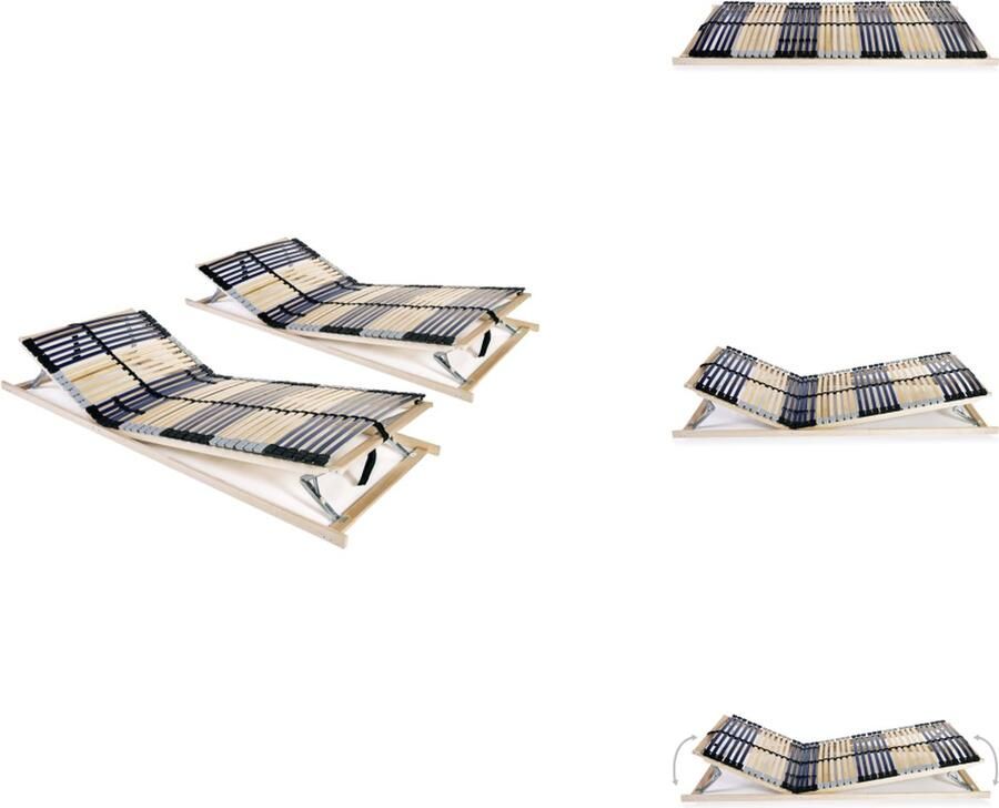 VidaXL Bedbodem Bedbodems Lattenbodem Lattenbodems 2 st met 42 latten 7 zones 70x200 cm