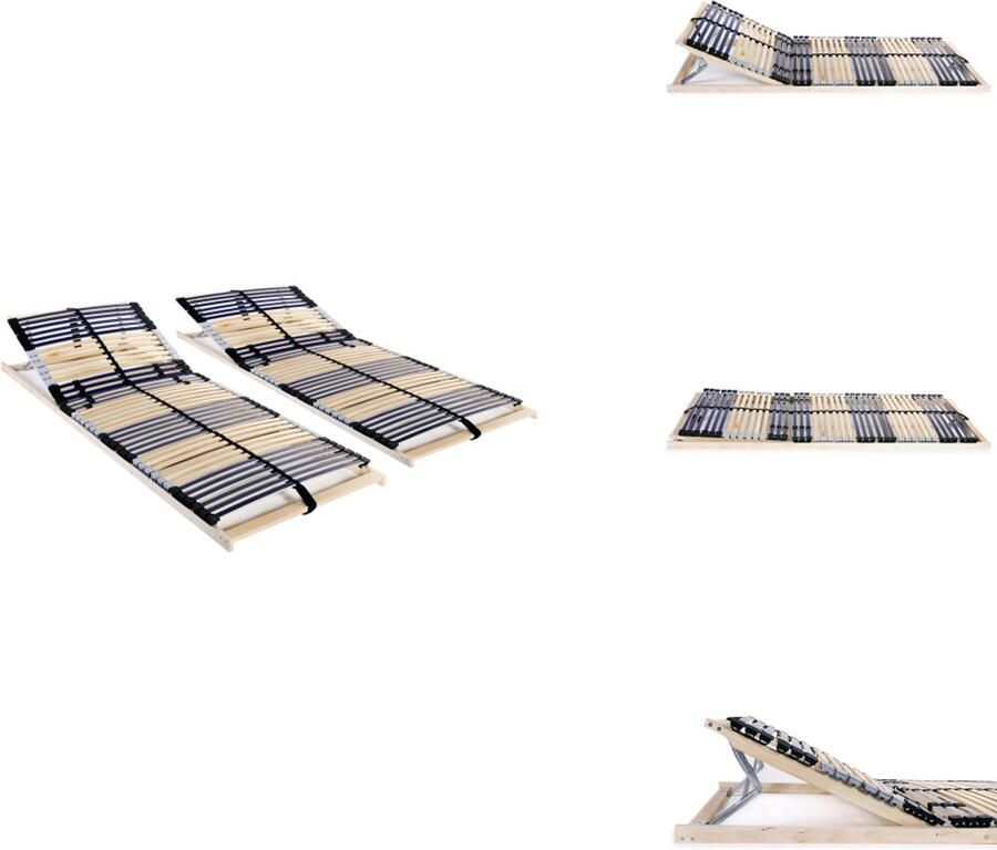 VidaXL Lattenbodem Beukenhouten frame 195x90x10 cm Verstelbaar hoofdgedeelte 42 latten Bed - Foto 2