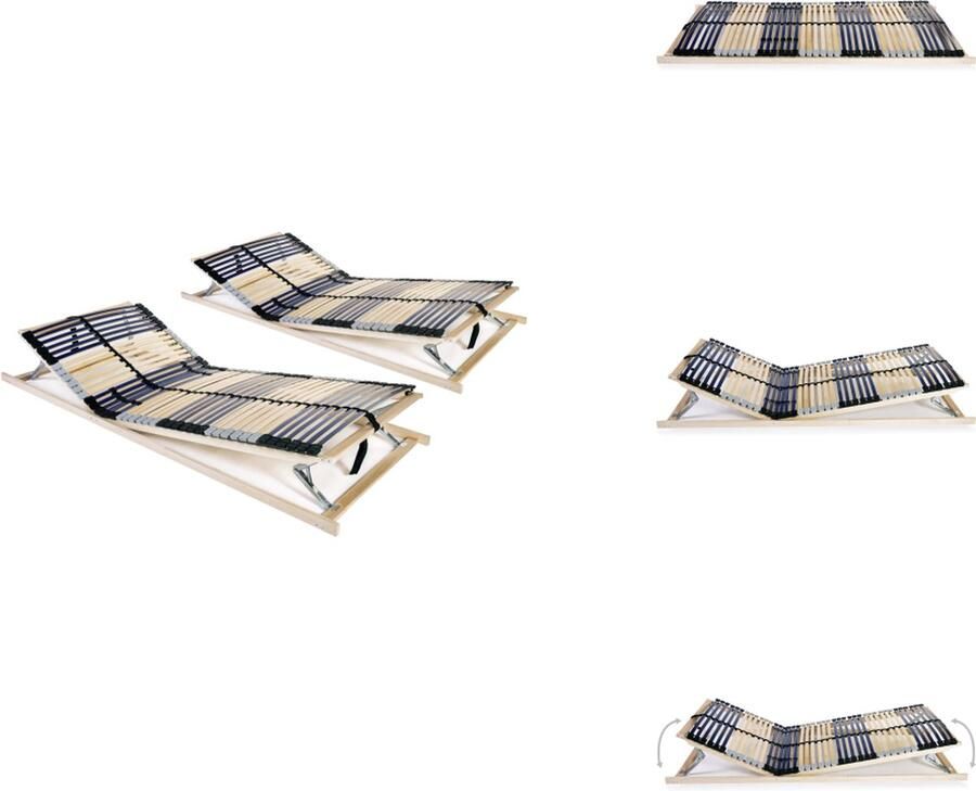 VidaXL Lattenbodem Beukenhouten frame 195x90x10 cm Verstelbaar hoofdgedeelte 42 latten Bed - Foto 3