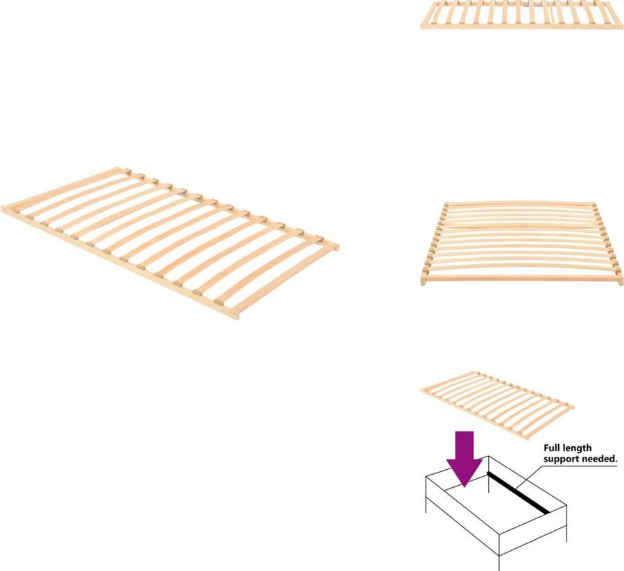 VidaXL Bedbodem Bedbodems Lattenbodem Lattenbodems Lattenbodem met 13 latten 100x200 cm