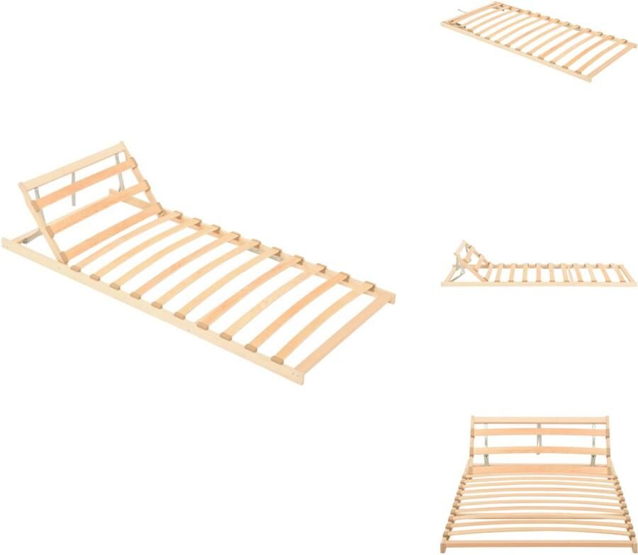 VidaXL Bedbodem Bedbodems Lattenbodem Lattenbodems Lattenbodem met 13 latten en verstelbaar hoofdeinde 90x200 cm