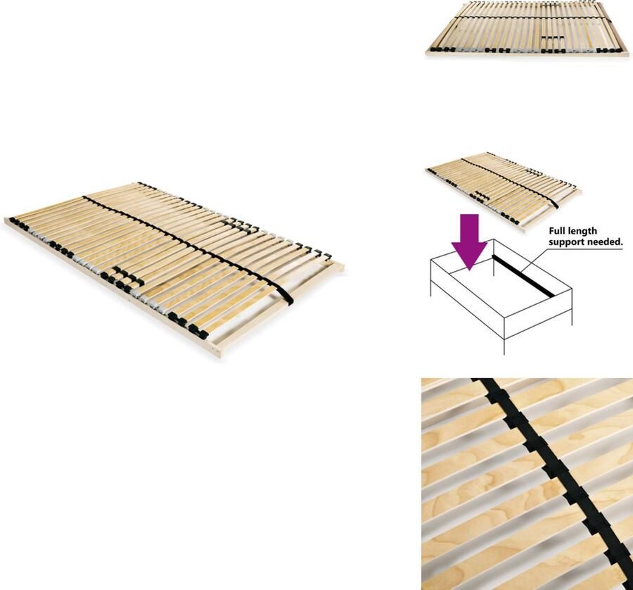 VidaXL Bedbodem Bedbodems Lattenbodem Lattenbodems Lattenbodem met 28 latten 7 zones 100x200 cm