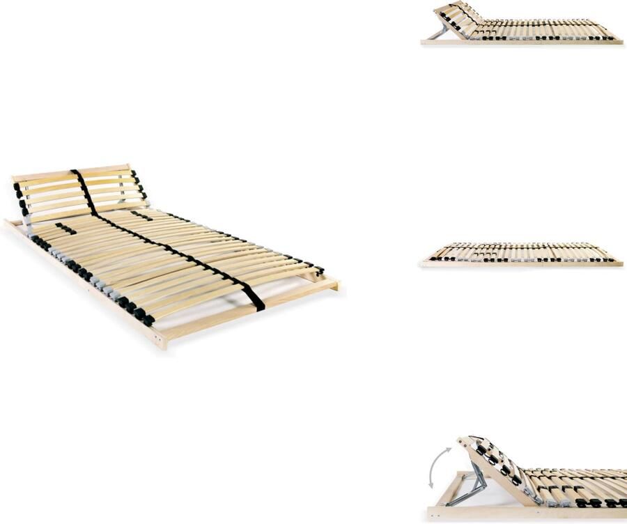 VidaXL Lattenbodem 195 x 90 x 9 cm Massief beukenhouten frame 28 latten Verstelbare stevigheid SBS rubberen doppen Eenvoudig te monteren Bed