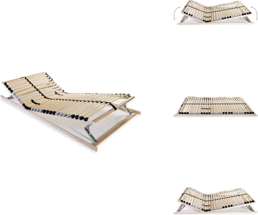 VidaXL Lattenbodem 195 x 90 x 9 cm Massief beukenhouten frame 28 latten Verstelbare stevigheid SBS rubberen doppen Eenvoudig te monteren Bed - Foto 2