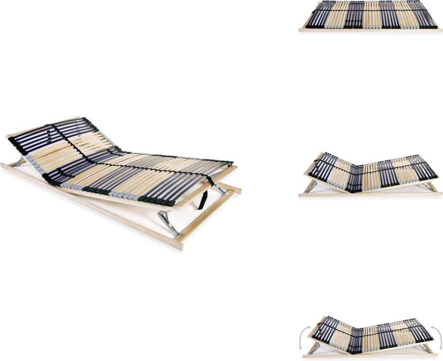 VidaXL Lattenbodem Comfortabele bedbodem 195 x 140 x 10 cm Massief beukenhout berkenhout 7 comfortzones SBS rubberen doppen Verstelbaar Eenvoudige montage Geschikt voor 140 x 200 cm matras Bed