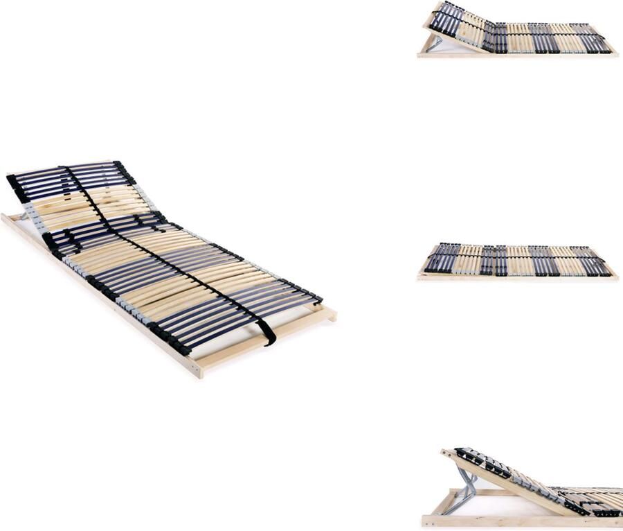 VidaXL Lattenbodem 195 x 90 x 10 cm massief beukenhouten frame berkenhouten latten 42 latten verstelbaar hoofdgedeelte eenvoudige montage Bed - Foto 2