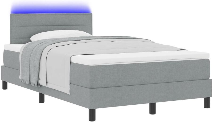 VidaXL Bedbodem met Matras Lichtgrijs Stof 120 x 200 cm Bedmatras - Foto 2