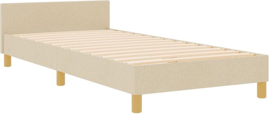 VidaXL Bedbodem zonder Matras Donkergrijs 120x190 cm Stof Set van 2 Crème - Foto 2